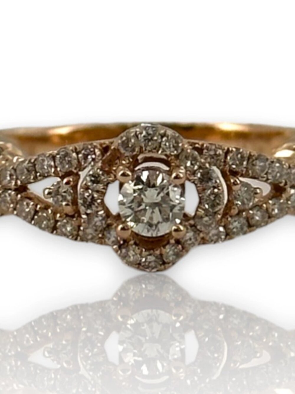 LeVian 14kt Rose Gold and Natural Diamonds Wedding Engagement Ring Size 7